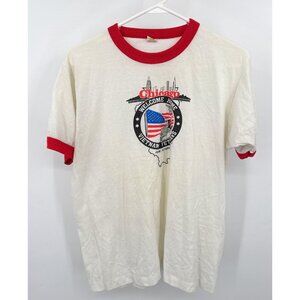 Vintage Screen Stars Vietnam War Chicago Welcome T-Shirt  Sz L SEE MEASUREMENTS